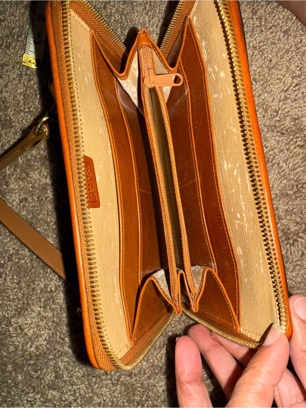 Dooney & Bourke Black Pebbled Leather Crossbody with Brown Trim - Picture 3 of 7